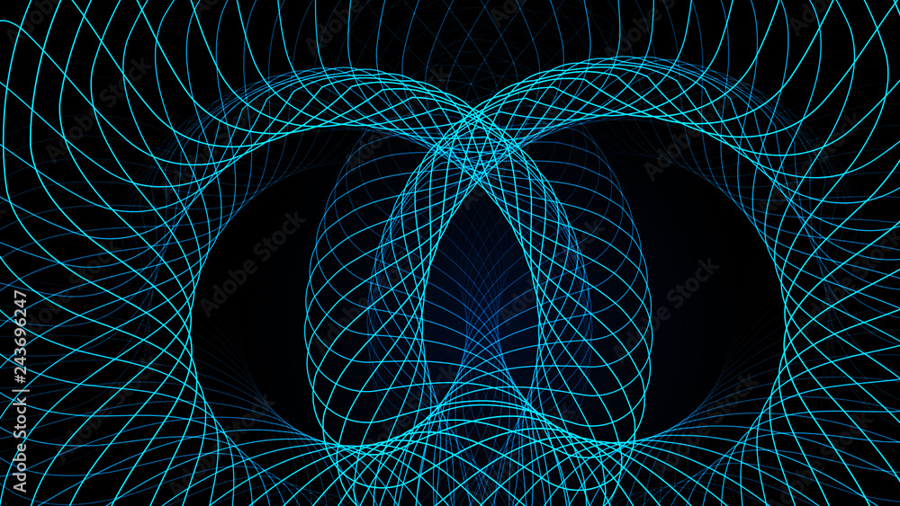 Poster effect of depth of round virtual tunnel. bid data stream visualization. technology banner for busine
