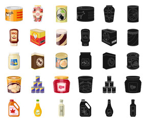 Isolated object of can and food icon. Collection of can and package vector icon for stock.