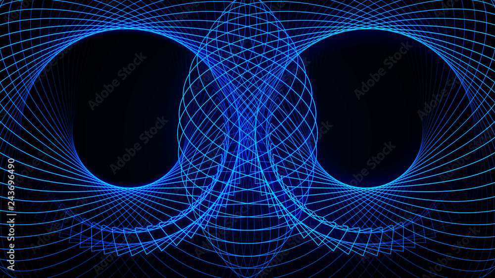 Poster effect of depth of round virtual tunnel. bid data stream visualization. technology banner for busine