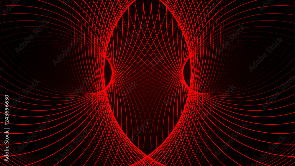Poster effect of depth of round virtual tunnel. bid data stream visualization. technology banner for busine