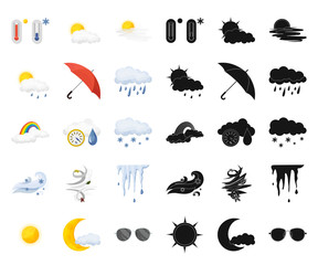 Vector illustration of weather and climate symbol. Set of weather and cloud stock symbol for web.