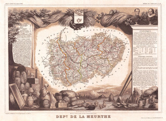 1852, Levasseur Map of the Department De La Meurthe, France