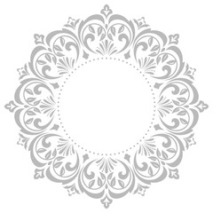 Obraz na płótnie Canvas Decorative frame Elegant vector element for design in Eastern style, place for text. Floral grey border. Lace illustration for invitations and greeting cards