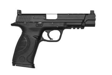 Black gun pistol isolated on white background