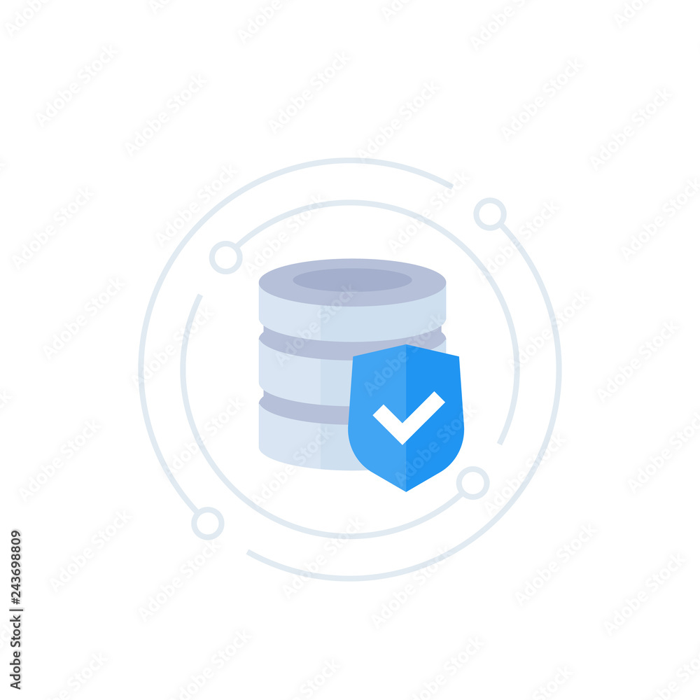 Poster database security, data protection vector illustration