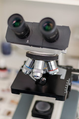 Fototapeta na wymiar Microscope close-up, laboratory equipment