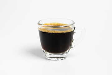 fresh black coffee shot cup mug isolate on white background