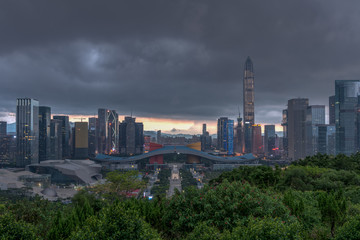 Fototapeta na wymiar Cityscape of Shenzhen with cloudy sky