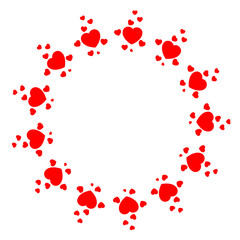 Frame circle of round black dots of different sizes. Vector eps