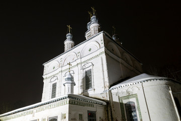Orthodox Church in Veliky Ustyug in winter night (Tserkov' Preobrazheniya Gospodnya Spaso-Preobrazhenskogo Prikhoda)