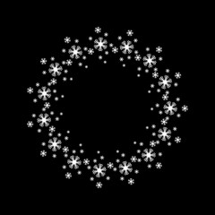 White circle of snowflakes of different sizes. Vector EPS