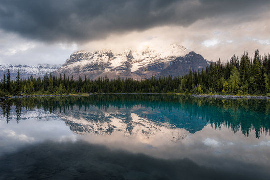 Reflections in Linda Lake at Lake O'Hara, Yoho National Park, British Columbia, Canada