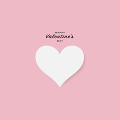 Happy Valentine’s Day typography greeting card with paper cut white heart