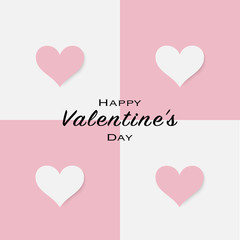Obraz na płótnie Canvas Happy Valentine’s Day greeting card with paper cut hearts