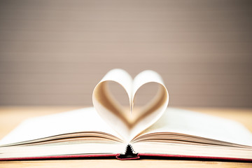 Pages of book curved  heart shape