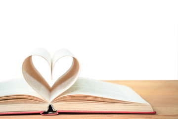 Pages of book curved  heart shape