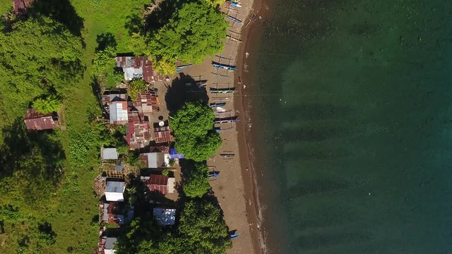 Aerial of fishing community in Indonesia