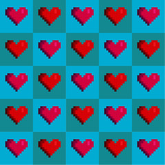 Cute geometric Valentine's pixel pattern