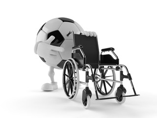 Fototapeta na wymiar Soccer ball character with wheelchair