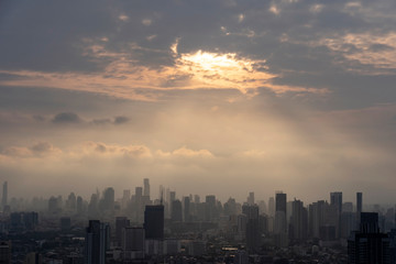 Fototapeta premium Cityscape and sunset at evening time in Thailand
