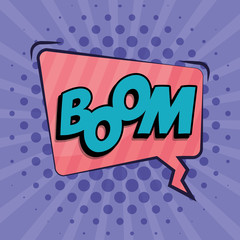 speech bubble with boom word comic pop art