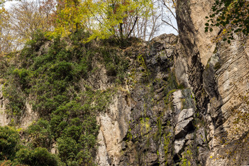 Autumn view of Samodivsko praskalo waterfall, Rhodope Mountains, Bulgaria