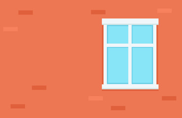 Window in red brick wall. Clipart image