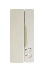 White intercom, indoor security system isolated on white background with clipping path.