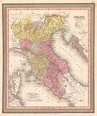 Fototapeta na wymiar 1853, Mitchell Map of Northern Italy, Tuscany, Venice