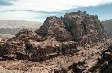 Fototapeta na wymiar Ruins of the ancient city of Petra in Jordan