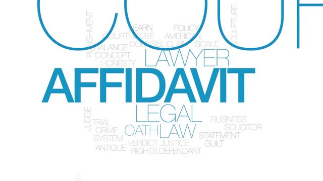 Affidavit animated word cloud. Kinetic typography.