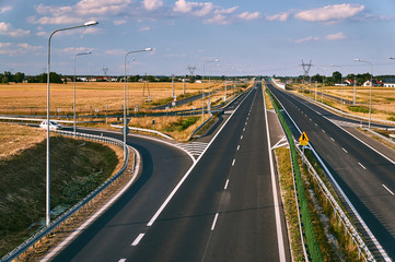 Fototapeta premium The new two-lane expressway near Poznan in Poland.