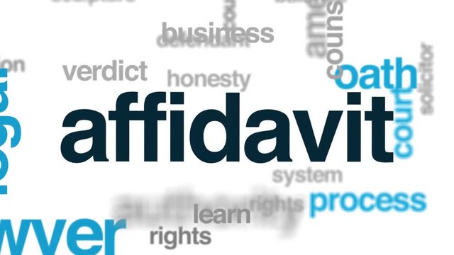 Affidavit animated word cloud. Kinetic typography.