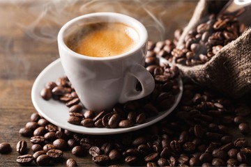 Cup of Coffee and Coffee Beans