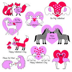 valentines day animals with hearts