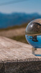 Smartphone HD wallpaper of crystal ball alpine landscape shot at Brauneck summit - Lenggries - Bavaria - Germany