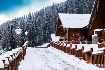 winter city in the mountains