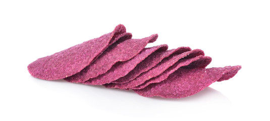 Sweet potato chips isolated on white background