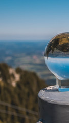 Smartphone HD wallpaper of crystal ball alpine landscape shot at Brauneck summit - Lenggries - Bavaria - Germany