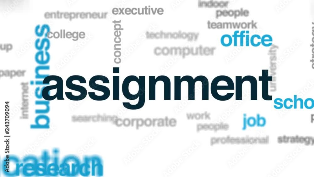 Poster assignment animated word cloud. kinetic typography.