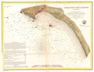 1859, U.S. Coast Survey Map or Nautical Chart of Crescent City, California