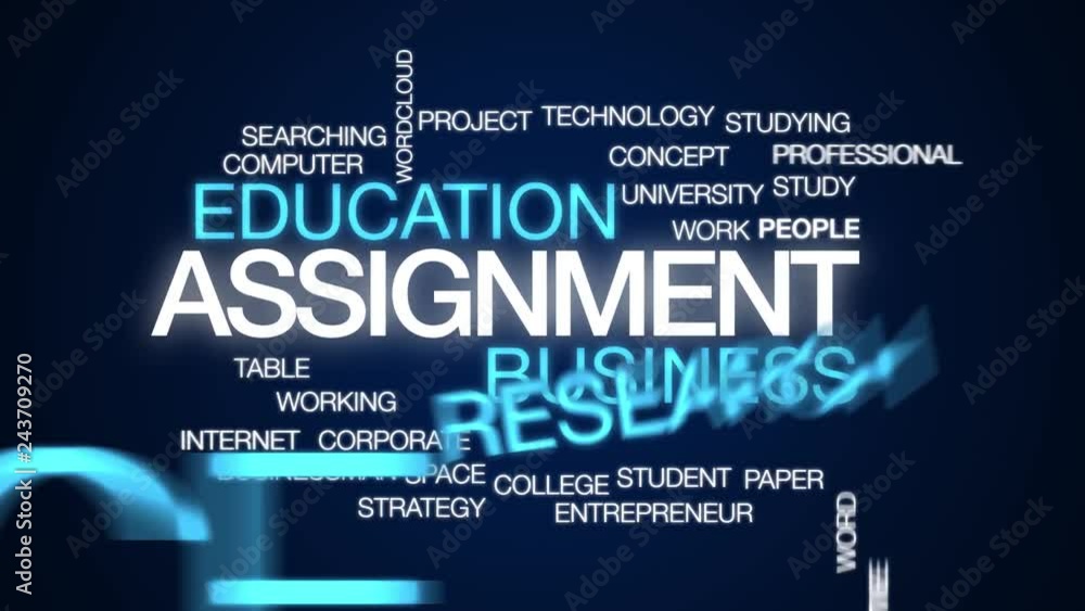 Poster assignment animated word cloud. kinetic typography.