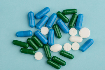Heap of capsules ans tablets