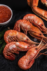 Closeup of far eastern botan shrimp with lemon