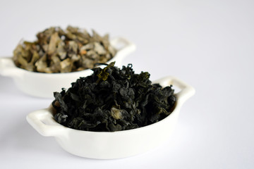 Dried seaweed: wakame, kelp. Superfood. Healthy food