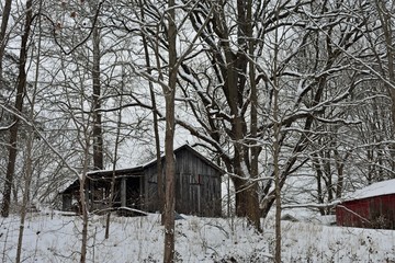 old barn in winter