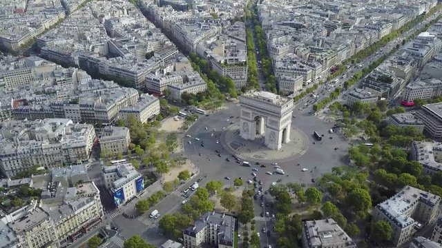 Arc De Triomphe Aerial video 4k