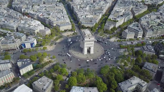 Arc De Triomphe Aerial video 4k