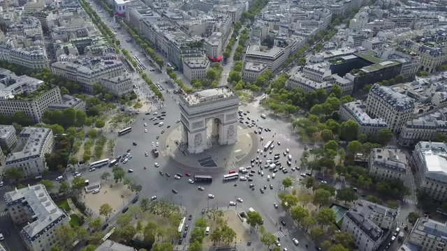 Arc De Triomphe Aerial video 4k