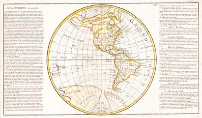 Fototapeta na wymiar 1785, Clouet Map of North America and South America